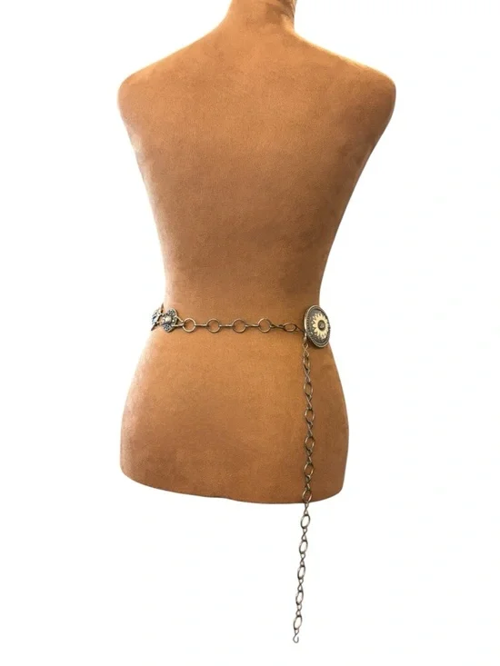 Chico's Gold Silver Tone Metal Waist Belt Western Boho Adj 22-42” Concho Rodeo - Picture 3 of 13